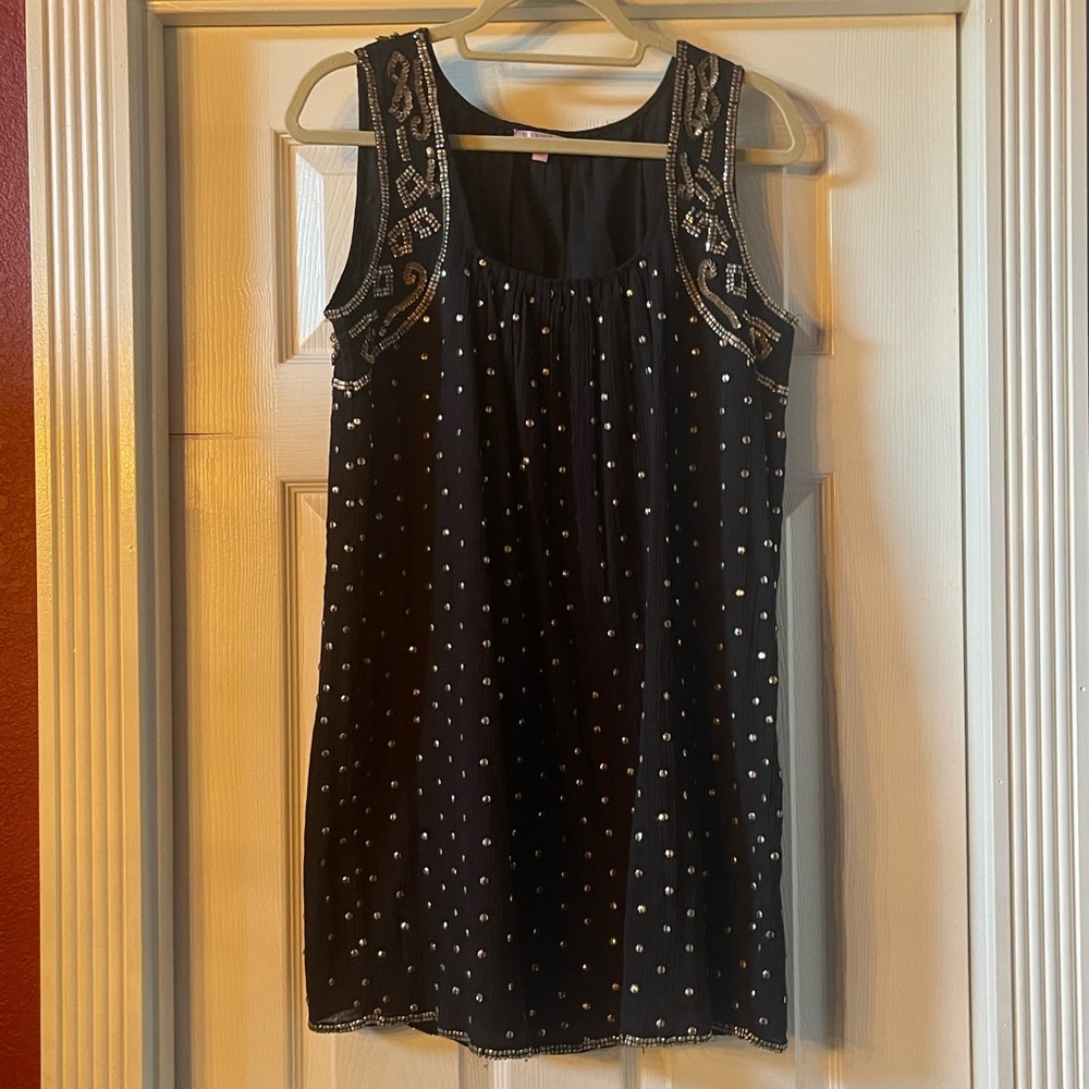 Calypso St. Barth Black Beaded Sleeveless Shift Dress